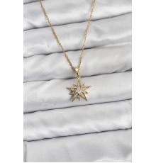 316L Çelik Zincir Gold Renk Yıldız Model Zirkon Taşlı Kadın Kolye