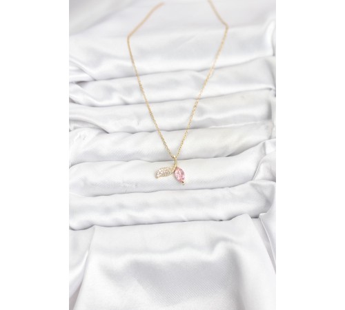 316L Çelik Zincir Gold Renk Balık Kuyruğu Model Zirkon Taşlı Kadın Kolye