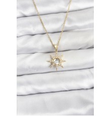 316L Çelik Zincir Gold Renk Kutup Yıldızı Model Zirkon Taşlı Kadın Kolye