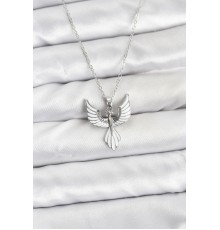 316L Çelik Zincir Gümüş Renk Anka Kuşu Model Kadın Kolye