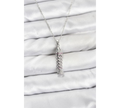 316L Çelik Zincir Gümüş Renk Balık Model Zirkon Taşlı Kadın Kolye