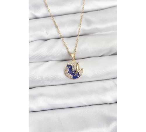 316L Çelik Zincir Gold Renk Gece Model Zirkon Taşlı Kadın Kolye