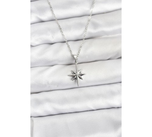 316L Çelik Zincir Gümüş Renk Kutup Yıldızı Model Kadın Kolye
