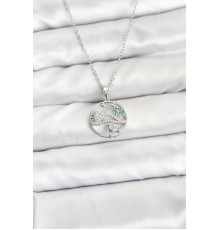 316L Çelik Zincir Gümüş Renk Şans Kolyesi Model Zirkon Taşlı Kadın Kolye