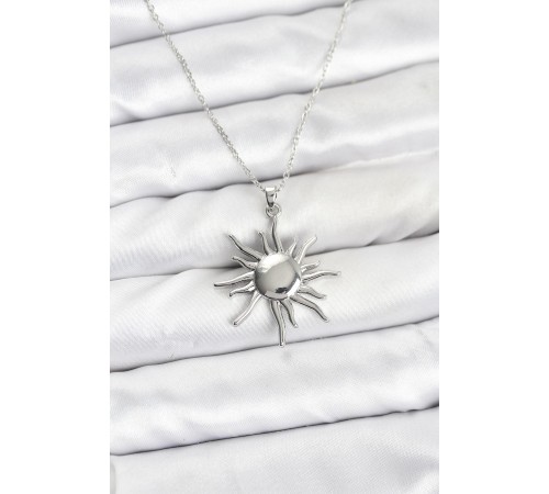316L Çelik Zincir Gümüş Renk Güneş Model Kadın Kolye