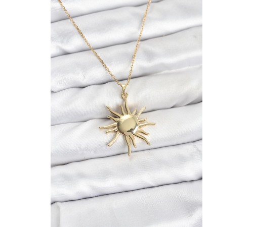 316L Çelik Zincir Gold Renk Güneş Model Kadın Kolye