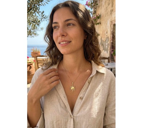 316L Çelik Zincir Gold Renk Güneş Model Kadın Kolye