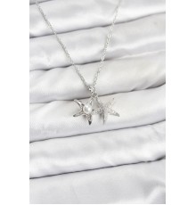 316L Çelik Zincir Gümüş Renk Deniz Yıldızı Model Zirkon Taşlı Kadın Kolye