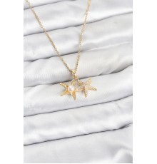 316L Çelik Zincir Gold Renk Deniz Yıldızı Model Zirkon Taşlı Kadın Kolye