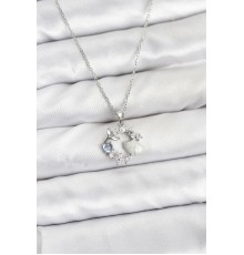 316L Çelik Zincir Gümüş Renk Deniz Tema Model Zirkon Taşlı Kadın Kolye