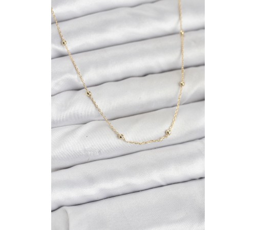 CM 14K Gold Renk Minik Top Zincirli Kadın Kolye
