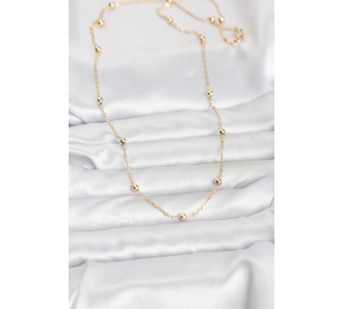 CM 14K Gold Renk Pirinç Top Zincirli 60 cm Kadın Kolye