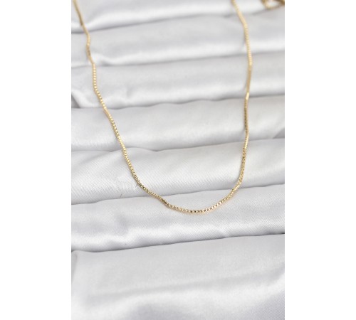 CM 14K Gold Renk İnce Kare Zincirli Model 60 cm Kadın Kolye