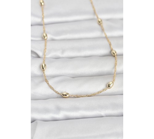 CM 14K Gold Renk Topçuklu Burgu Zincir Model 60 cm Kadın Kolye