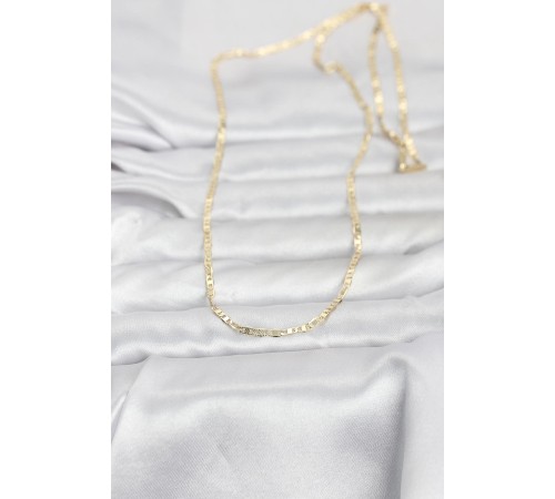 CM 14K Gold Renk Lazerli Yassı Model Zincirli 60 cm Kadın Kolye