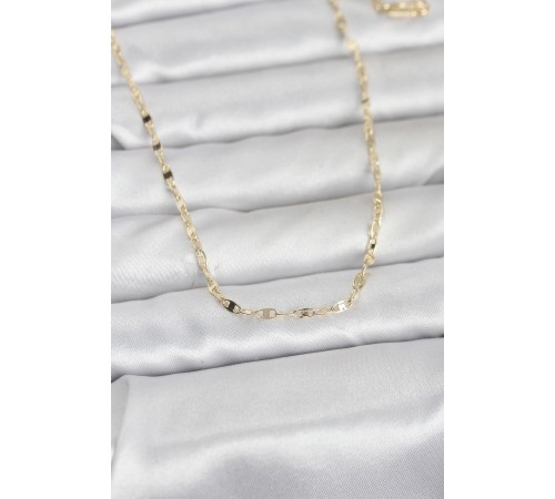 CM 14K Gold Renk Yassı Gemici Zincir Model 60 cm Kadın Kolye