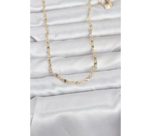 CM 14K Gold Renk Lazerli Gemici Zincir Model 60 cm Kadın Kolye