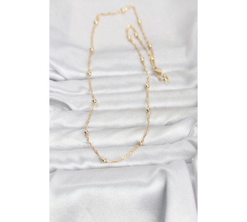 CM 14K Gold Renk Burgu ve Top Zincirli Model 60 cm Kadın Kolye