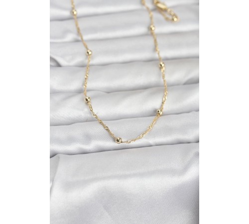 CM 14K Gold Renk Burgu ve Top Zincirli Model 60 cm Kadın Kolye