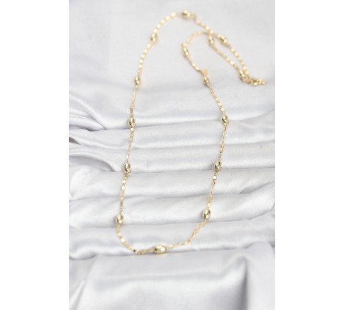 CM 14K Gold Renk Damla Topçuklu Zincir Model 60 cm Kadın Kolye