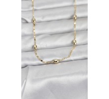 CM 14K Gold Renk Damla Topçuklu Zincir Model 60 cm Kadın Kolye