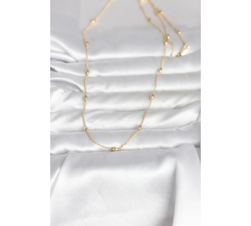 CM 14K Gold Renk Damla Topçuk Model Zincirli 60 cm Kadın Kolye