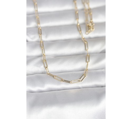 CM 14K Gold Renk Ataç Zincirli Model 60 cm Kadın Kolye