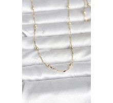 CM 14K Gold Renk Kesme Çubuk Zincir Topçuklu Model 60 cm Kadın Kolye