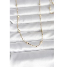 CM 14K Gold Renk Kesme Çubuk Zincir Topçuklu Model 60 cm Kadın Kolye