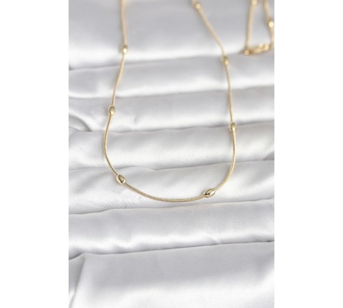 CM 14K Gold Renk Yılan Zincirli Damla Topçuk Model 60 cm Kadın Kolye