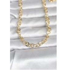 CM 14K Gold Renk Kalın Halka Zincirli 60 cm Kadın Kolye