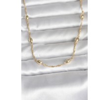 CM 14K Gold Renk Burgu Zincirli Damla Topçuk Model 45 cm Kadın Kolye