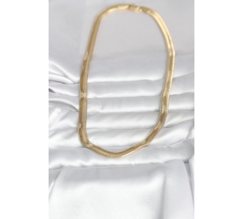 CM 14K Gold Renk Kalın Yassı Yılan Zincir Model 45 cm Kadın Kolye