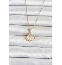 316L Çelik Zincir Gold Renk Yelpaze Model Kadın Kolye