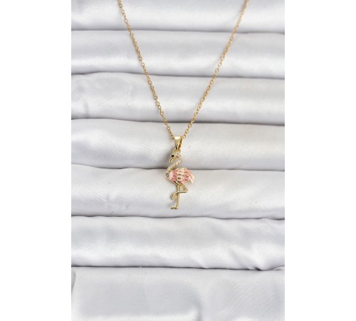 316L Çelik Zincir Gold Renk Flamingo Model Kadın Kolye