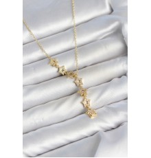 316L Çelik Yıldız Model Gold Renk Zirkon Taşlı Kadın Kolye