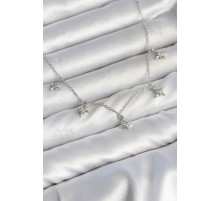 Pirinç Gümüş Renk Sıralı Minimal Kutup Yıldızı Model Kadın Kolye