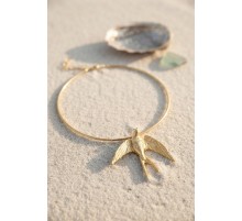Kırlangıç Model Gold Renk Choker Kadın Kolye