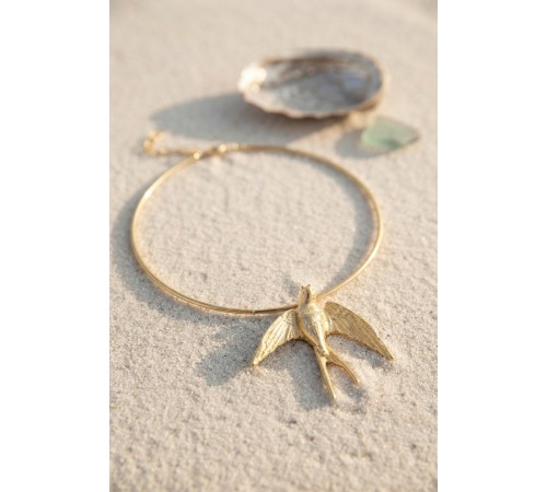 Kırlangıç Model Gold Renk Choker Kadın Kolye