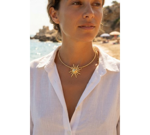 Güneş Model Gold Renk Choker Kadın Kolye