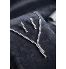 Arpa Zirkon Taşlı Su Yolu Kolye ve Küpe Set