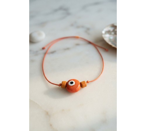 Handmade Bohem Turuncu Nazar Kolye