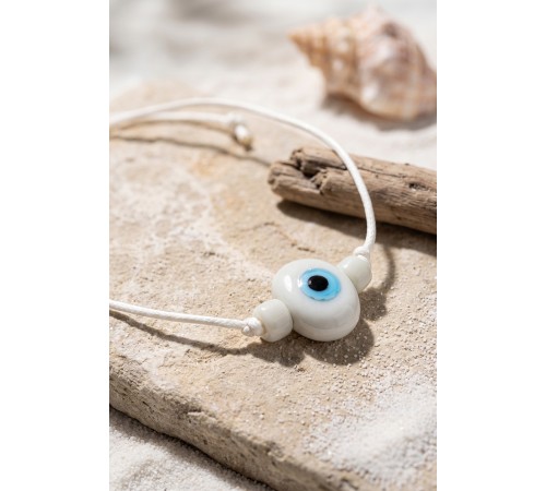 Handmade Bohem Beyaz Nazar Kolye