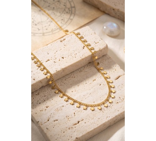 Gold Renk Yıldız Pul Model 60 cm Kadın Kolye