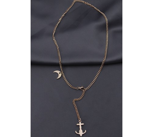 Çelik Rose Renk Çapa Tasarımlı Kadın Kolye