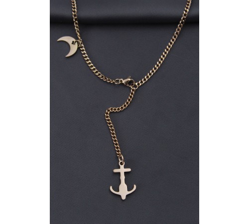 Çelik Rose Renk Çapa Tasarımlı Kadın Kolye