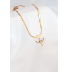 Mikail Figür Zirkon Taş Detay Gold Renk Çelik İtalyan Zincir Kadın Kolye