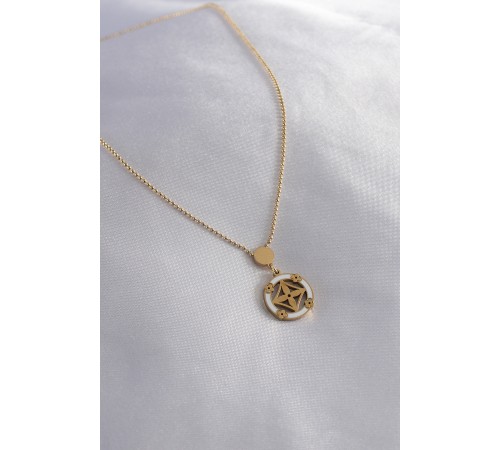 316L Çelik Gold Renk Çiçek Figür Kadın Kolye