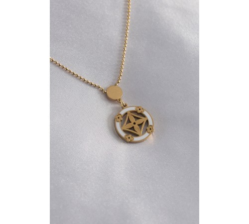 316L Çelik Gold Renk Çiçek Figür Kadın Kolye