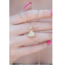 316L Çelik Gold Renk Açılır Midye Model Kadın Kolye